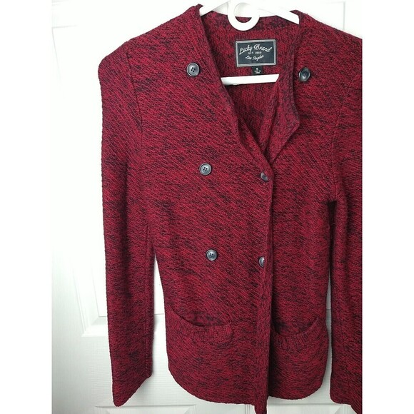 Lucky Brand Red Black Heathered Long Sleeve Button Cardigan. Size S - Picture 2 of 11